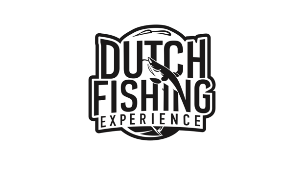 Visgids Dutch Fishing Experience Tekening van een snoek met de tekst "DUTCH" erboven.